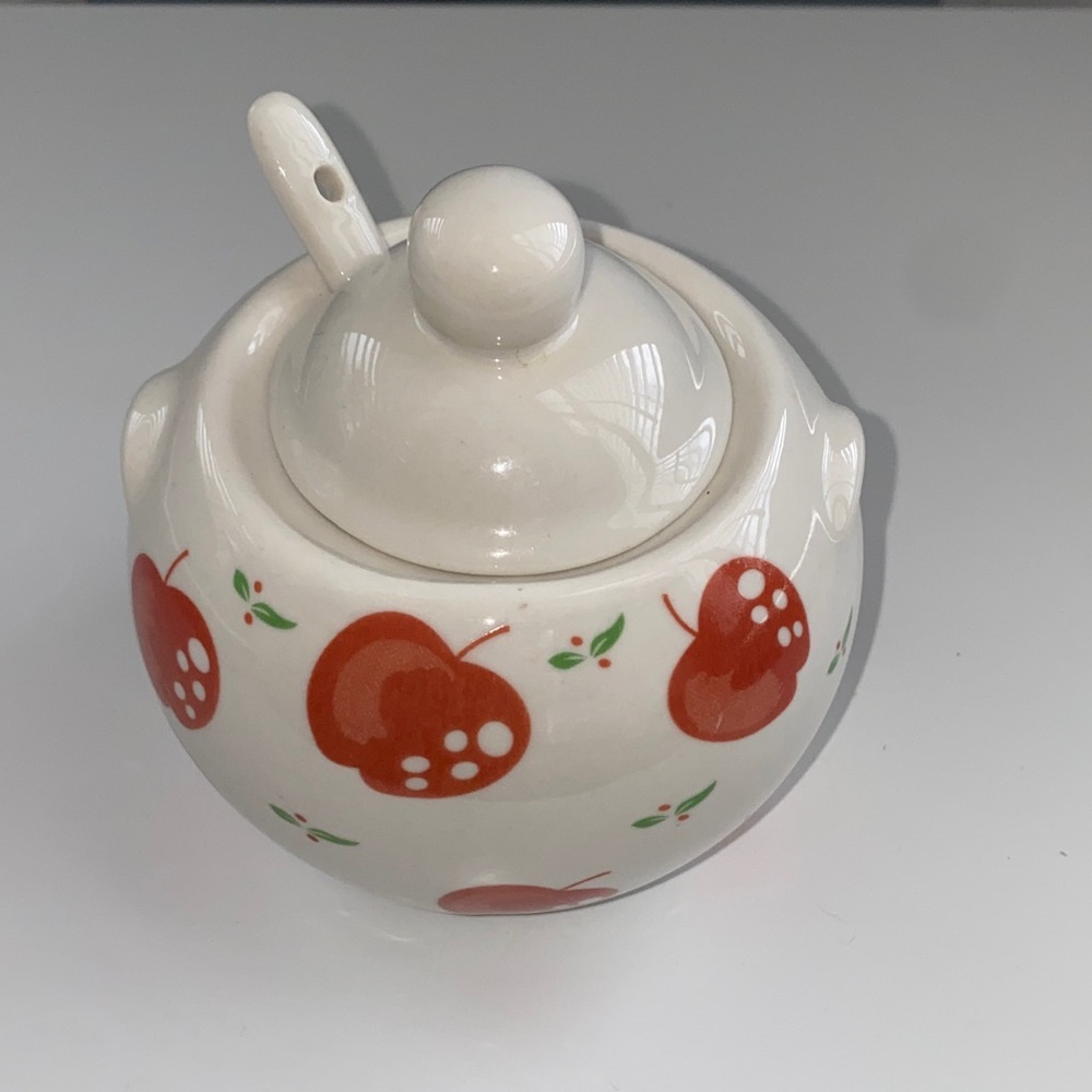 Vintage Apple Design Ceramic Sugar Bowl